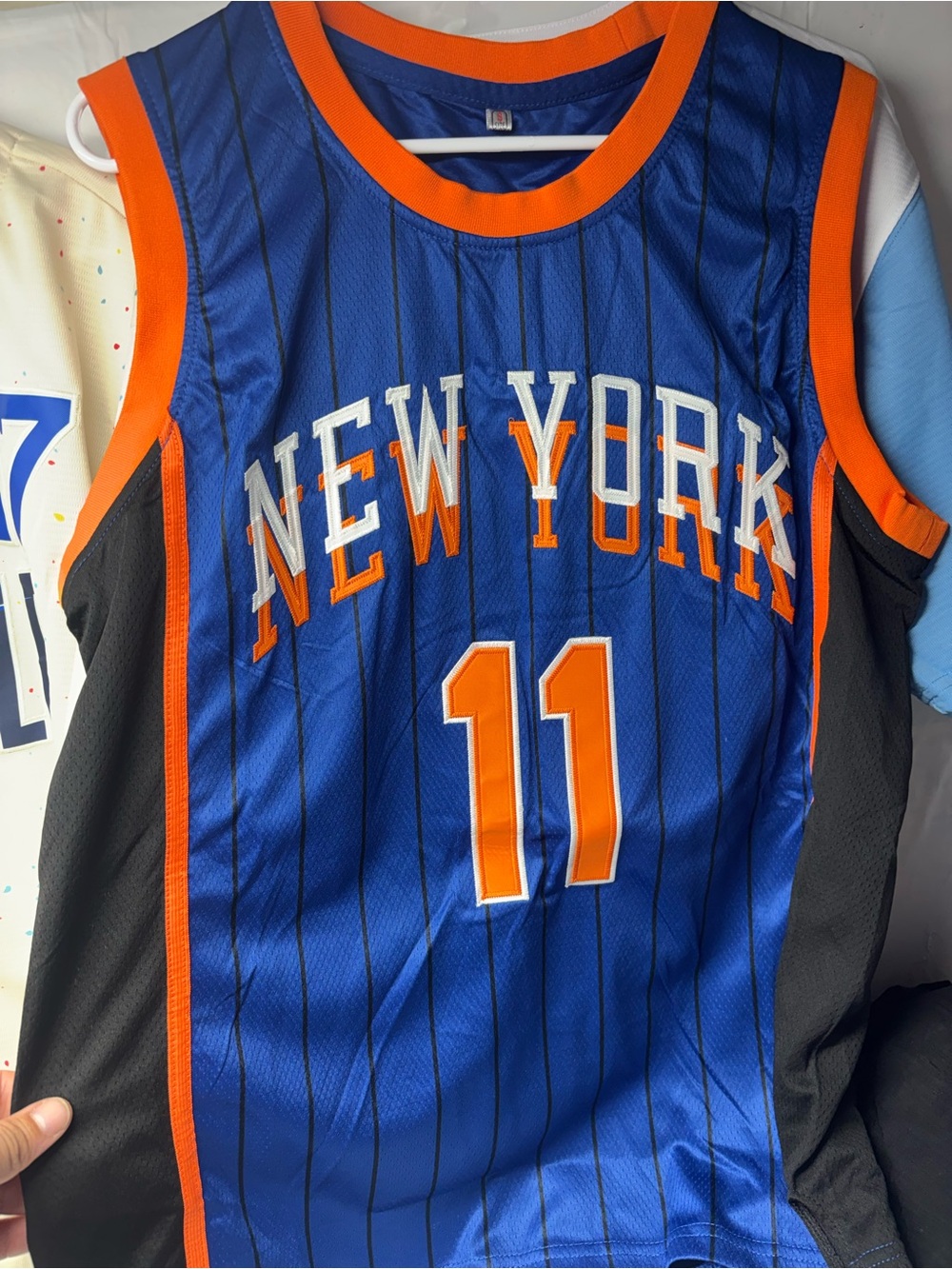 New York #11 Blue & Orange Men's Basketball Jersey